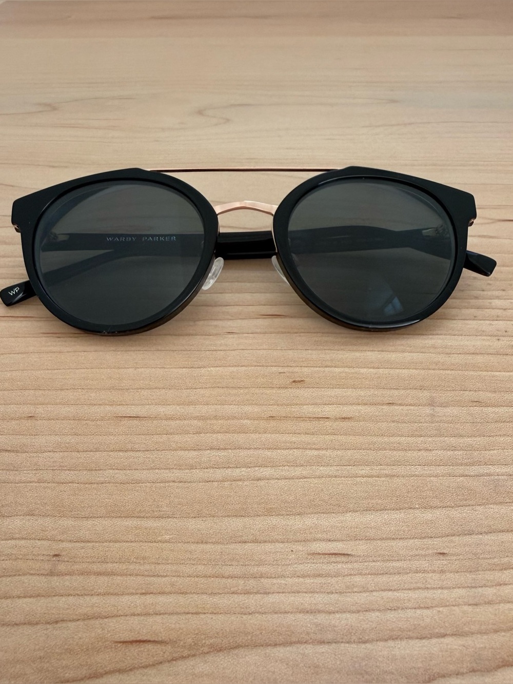 Warby Parker Laney M 7100 Sunglass FRAMES Black Round Gold 51-22-145